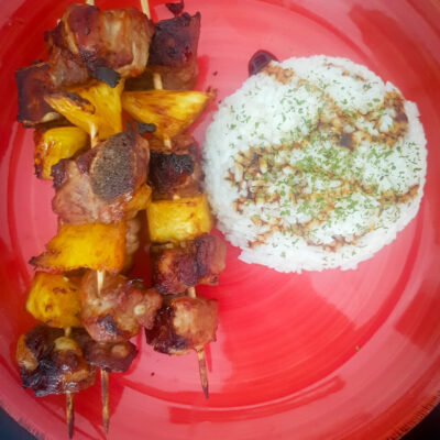Air Fried Teriyaki Pork Skewers